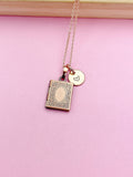 Rose Gold TINY Book Locket Necklace Bookworm Gift Ideas Personalized Customized Jewelry AN5030