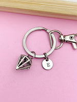 Silver Daimond Shape Charm Keychain Daimon Employee Gifts Ideas Personalized Customized Made to Order, AN5438