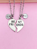 Silver Best Friends Heart Charm Necklace Best Friends Gifts Idea Personalized Customized Made to Order, N5487