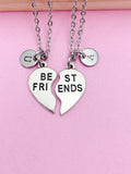 Silver Best Friends Heart Charm Necklace Best Friends Gifts Idea Personalized Customized Made to Order, N5487