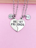 Silver Best Friends Heart Charm Necklace Best Friends Gifts Idea Personalized Customized Made to Order, N5487