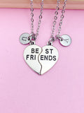 Silver Best Friends Heart Charm Necklace Best Friends Gifts Idea Personalized Customized Made to Order, N5487