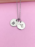 Silver Saxophone Charm Necklace Music Instrument School Marching Band Gifts Idea Personalized Customized Made to Order, D429