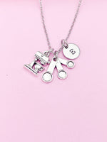 Silver Baker Mixer Measuring Spoon Charm Necklace Gift Ideas Personalized Customized Monogram Made to Order Jewelry, AN3619