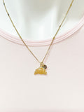 Gold Croissant Charm Necklace Gift Ideas Personalized Customized Monogram Made to Order Jewelry, BN3580