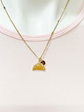 Gold Croissant Charm Necklace Gift Ideas Personalized Customized Monogram Made to Order Jewelry, BN3580
