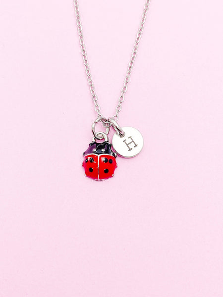 Silver Cute TINY Red Ladybug Insect Charm Necklace Gift Ideas Christmas Gifts, AN4555