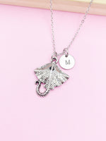 Silver Stingray Ocean Fish Charm Necklace Gift Ideas, Personalized Customized Monogram Made to Order Jewelry, N5461