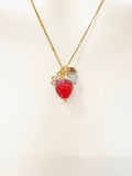 Gold Strawberry Necklace, March Natural Aquamarine Gemstone, Personalized Customized Monogram Made to Order Jewelry, 3N4983