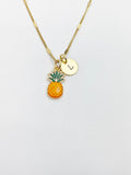 Gold Pineapple Charm Necklace Gift Ideas Personalized Customized Monogram Made to Order Jewelry, AN2193