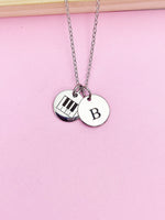 Silver Piano Keyboard Charm Necklace Music Instrument School Marching Band Gift Idea Personalized Customized Made to OrderD433