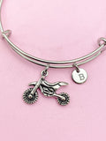 Silver Dirt Bike Charm Bracelet Motorcycle Sport Gifts Necklace Keychain Option, N1565A