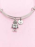 Silver Robot Charm Necklace Robotics Engineering School Gifts Ideas Personalized Customized Made to Order Gifts, N4770