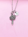 Silver Flower Bouquet Charm Necklace Florist Flower Shop Gifts Idea Personalized Customized Made to Order, AN2209