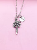 Silver Flower Bouquet Charm Necklace Florist Flower Shop Gifts Idea Personalized Customized Made to Order, AN2209