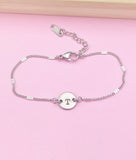 Stainless Steel Initial Charm Bracelet Everyday Gift Idea Personalized Customized Monogram Made to Order Jewelry, N5462