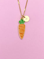 Gold Carrot Charm Necklace Best Friends Vegan Gifts Idea Personalized Customized Made to Order, N3575