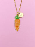 Gold Carrot Necklace, Initial Charm, Vegan Gift, N3575