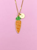Gold Carrot Charm Necklace Best Friends Vegan Gifts Idea Personalized Customized Made to Order, N3575