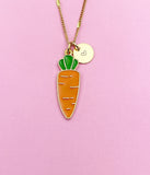 Gold Carrot Charm Necklace Best Friends Vegan Gifts Idea Personalized Customized Made to Order, N3575