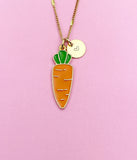 Gold Carrot Necklace, Initial Charm, Vegan Gift, N3575