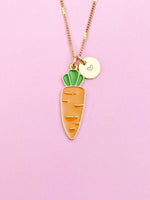 Gold Carrot Charm Necklace Best Friends Vegan Gifts Idea Personalized Customized Made to Order, N3575