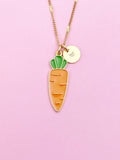 Gold Carrot Necklace, Initial Charm, Vegan Gift, N3575