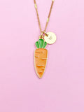 Gold Carrot Charm Necklace Best Friends Vegan Gifts Idea Personalized Customized Made to Order, N3575