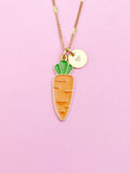 Gold Carrot Charm Necklace Best Friends Vegan Gifts Idea Personalized Customized Made to Order, N3575