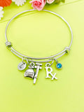 Silver RX Medical Bottle Syringe Charm Bracelet Everyday Gifts Personalized Customized Monogram Made to Order Jewelry AN2162