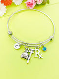 Silver RX Medical Bottle Syringe Charm Bracelet Everyday Gifts Personalized Customized Monogram Made to Order Jewelry AN2162