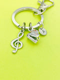 Silver Piano Treble Clef Music Note Charm Keychain Everyday Gift Idea Personalized Customized Made to Order Jewelry, BN2567