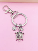 Silver Sea Turtle Charm Keychain, Turtle Love Pet Gifts Idea, Personalized Made to Order Jewelry, AN1248