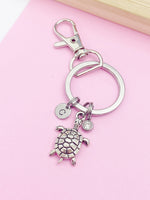 Silver Sea Turtle Charm Keychain, Turtle Love Pet Gifts Idea, Personalized Made to Order Jewelry, AN1248