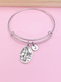 Silver Saint Luke Charm Bracelet Daughter Gifts Ideas Personalized Customized Monogram Made to Order, AN2717