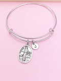 Silver Saint Luke Charm Bracelet Daughter Gifts Ideas Personalized Customized Monogram Made to Order, AN2717
