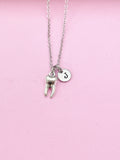 Silver Tooth Charm Necklace, Initial Pendant, Dentist Gift