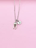 Silver Tooth Charm Necklace, Initial Pendant, Dentist Gift