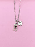 Silver Tooth Charm Necklace, Initial Pendant, Dentist Gift