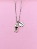 Silver Tooth Charm Necklace, Initial Pendant, Dentist Gift