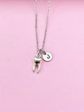 Silver Tooth Charm Necklace, Initial Pendant, Dentist Gift