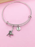 Silver Orangutan Charm Bracelet, Initial Bangle, Zookeeper Gift