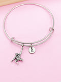 Silver Orangutan Charm Bracelet, Initial Bangle, Zookeeper Gift