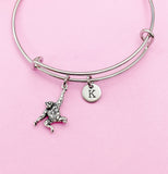 Silver Orangutan Charm Bracelet, Initial Bangle, Zookeeper Gift