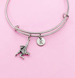 Silver Orangutan Charm Bracelet, Initial Bangle, Zookeeper Gift