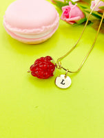 Gold Red Raspberry Charm Necklace Everyday Gifts Ideas Personalized Customized Monogram Made to Order Jewelry, BN5304