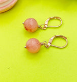 Rose Gold Pink Natural Jade Charm Earrings, AN2911