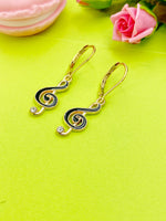 Gold Treble Clef Music Note Charm Earrings Everyday Gifts Ideas Personalized Customized Made to Order Jewelry, AN1068