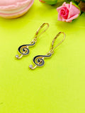 Gold Treble Clef Music Note Charm Earrings Everyday Gifts Ideas Personalized Customized Made to Order Jewelry, AN1068