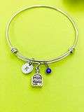 Silver Bottle with Words Charm Bracelet Everyday Gifts IdeasPersonalized Customized Monogram Made to Order Jewelry, N5464